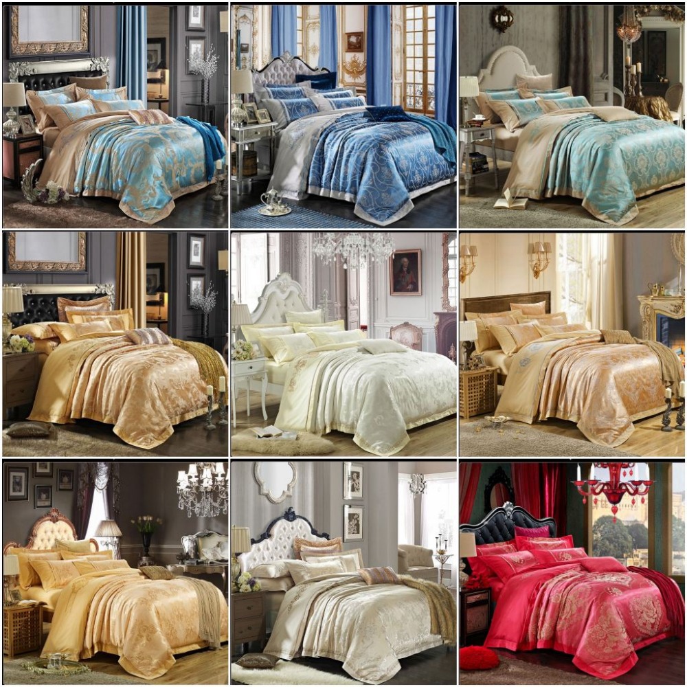 ħ Ʈ ũ ƾ 4   /  /   ī ̺ / ̺ / ̺ Ŀ ħ Ʈ ħ ħ Ʈ/Bedding Set Silk Satin 4pcs Gold/Beige/Blue Noble Jacquard Comforter/Duvet/Qu